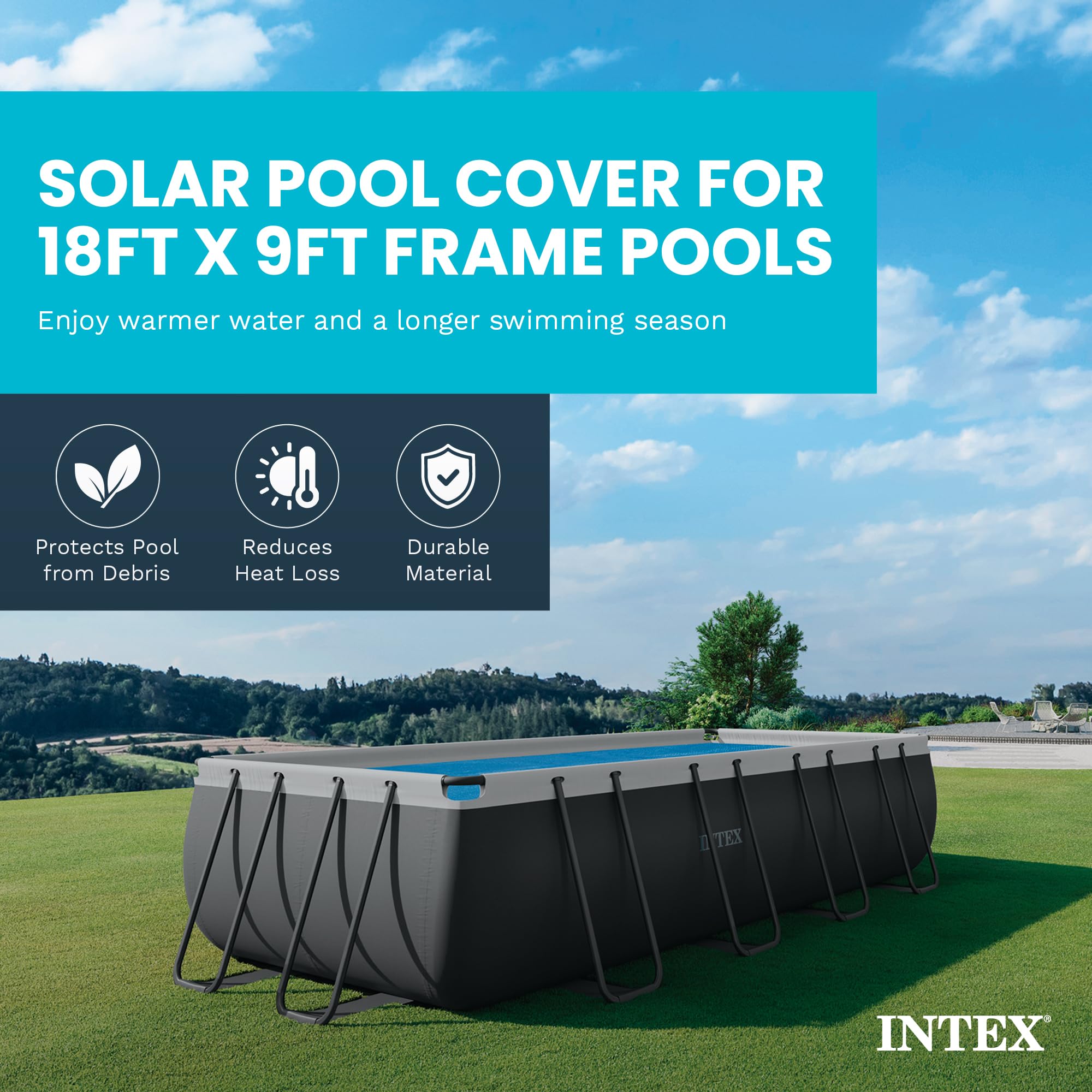 Amazon.com: Intex Solar Pool Cover for 18' x 9' Rectangular Frame